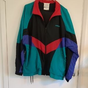 Adidas Multicolor Retro Lined Tracksuit Windbreaker& Pant. Both are Medium